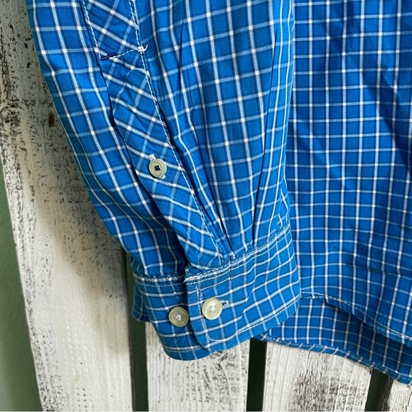 G.H. Bass & Co. Blue & White Plaid Slim Fit Button Up Dress Shirt Men’s Size XL - Picture 5 of 10